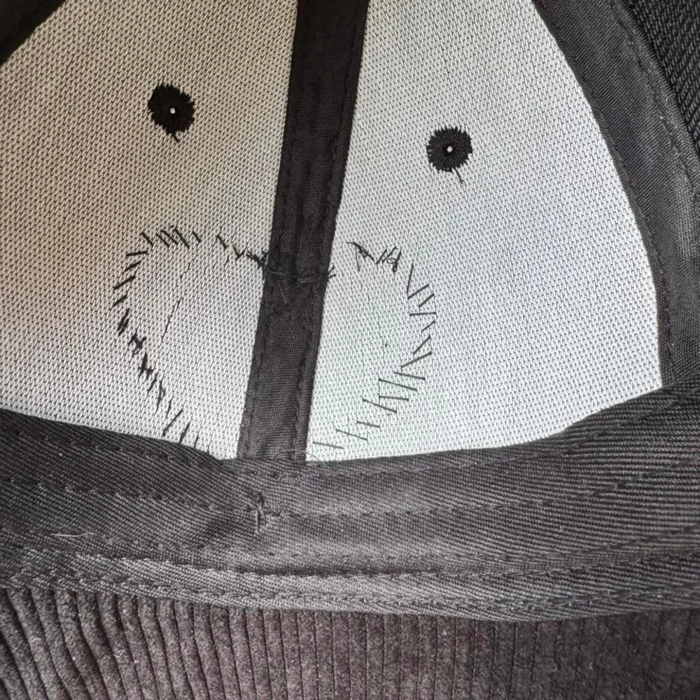 Black Embroidered Baseball Cap Corduroy Head Over Heels Red White Punk Handmade